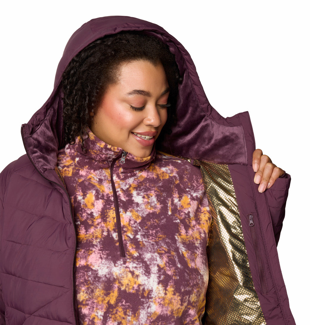 Columbia Women Red Omni-Heat Inifnity Joy Peak II Hooded Down Jacket (Plus Size)