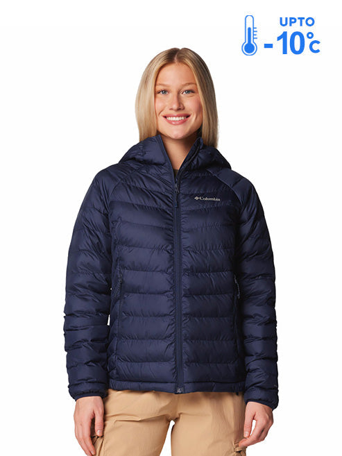 Columbia Women Navy Blue Omni-Heat Reflective Powder Lite II Hooded Down Jacket