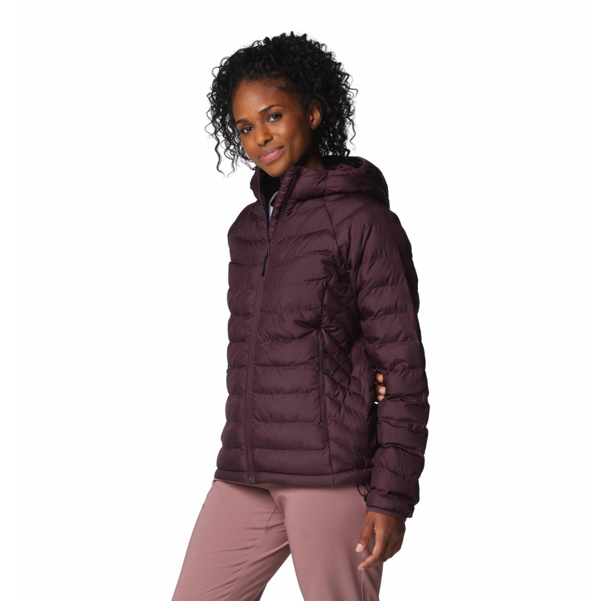 Columbia Women Red Omni-Heat Reflective Powder Lite II Hooded Down Jacket