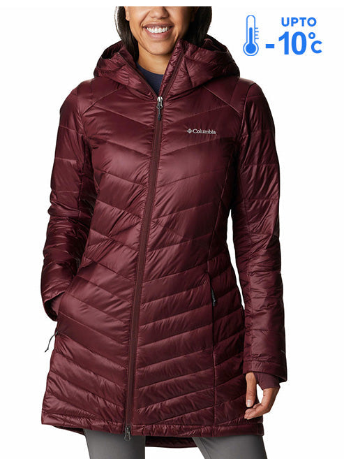 Columbia Women Maroon Omni-Heat Inifnity Joy Peak Mid Hooded Down Jacket
