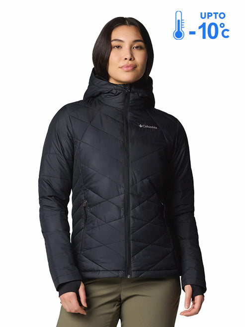 Columbia Women Black Omni-Heat Reflective Heavenly Hooded Down Jacket