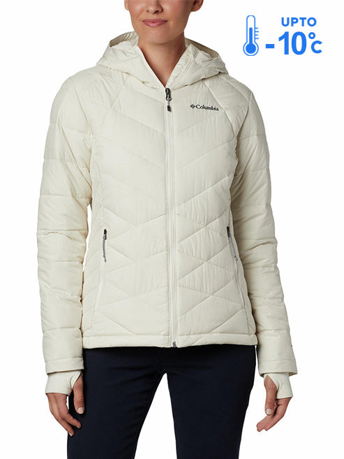 Columbia Women's White Omni-Heat Reflective Heavenly Hooded Down Jacket