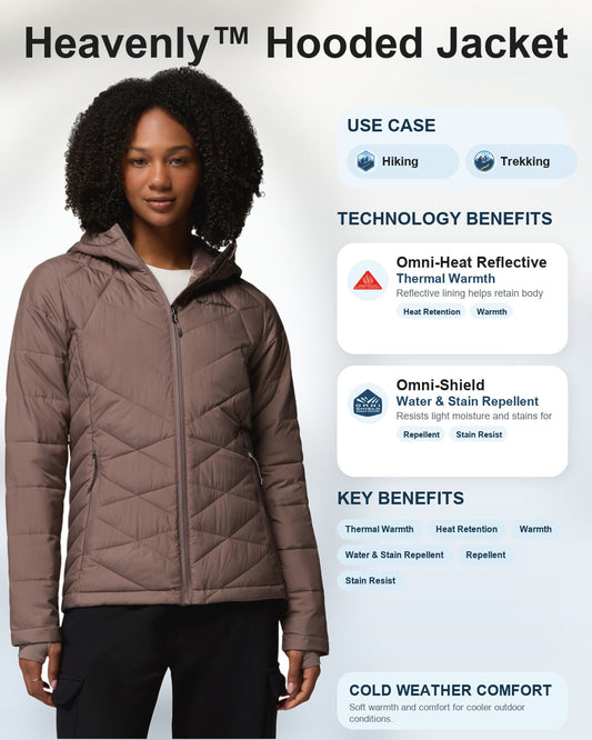women brown omni heat reflective heavenly down jacket