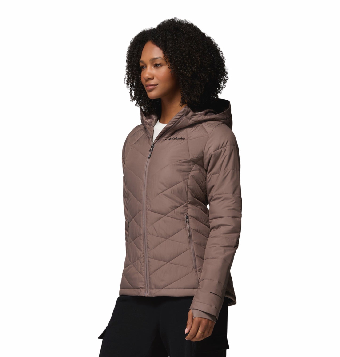 women brown omni heat reflective heavenly down jacket