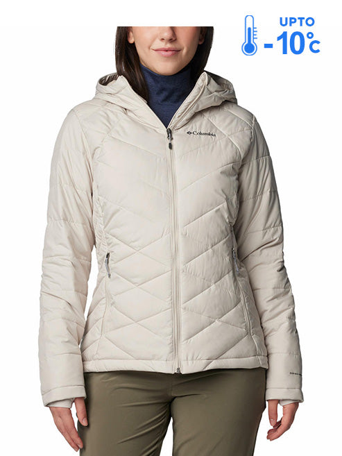 Columbia Women's Beige Omni-Heat Reflective Heavenly Hooded Down Jacket