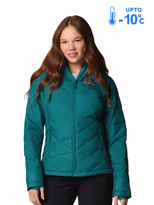 Columbia Women's Blue Omni-Heat Reflective Heavenly Hooded Down Jacket