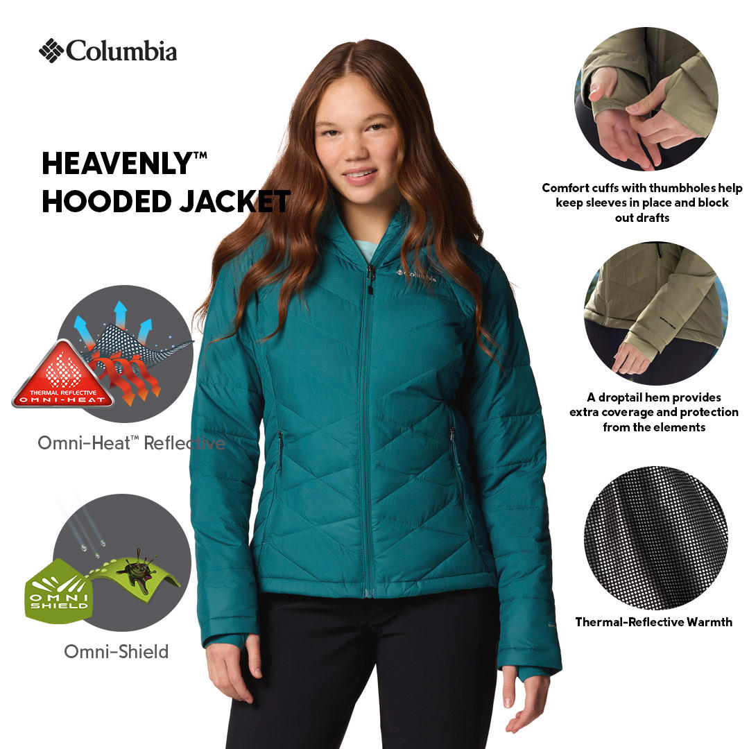 Columbia Womens Teal Omni-Heat Reflective Heavenly Hooded Jacket
