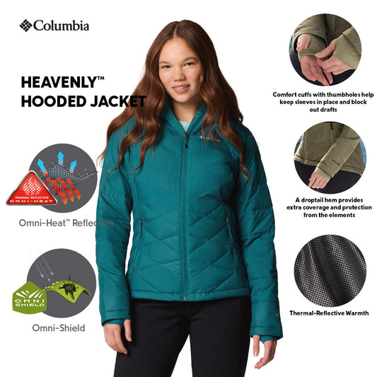 Columbia Womens Teal Omni-Heat Reflective Heavenly Hooded Jacket