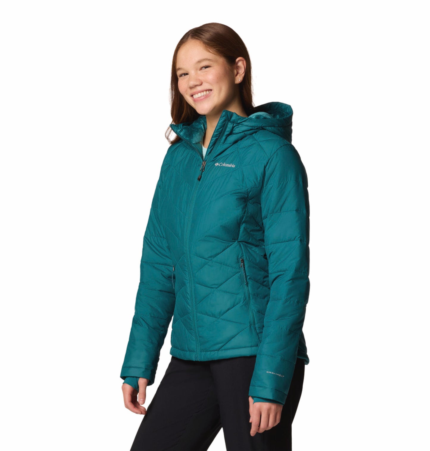 Columbia Womens Teal Omni-Heat Reflective Heavenly Hooded Jacket