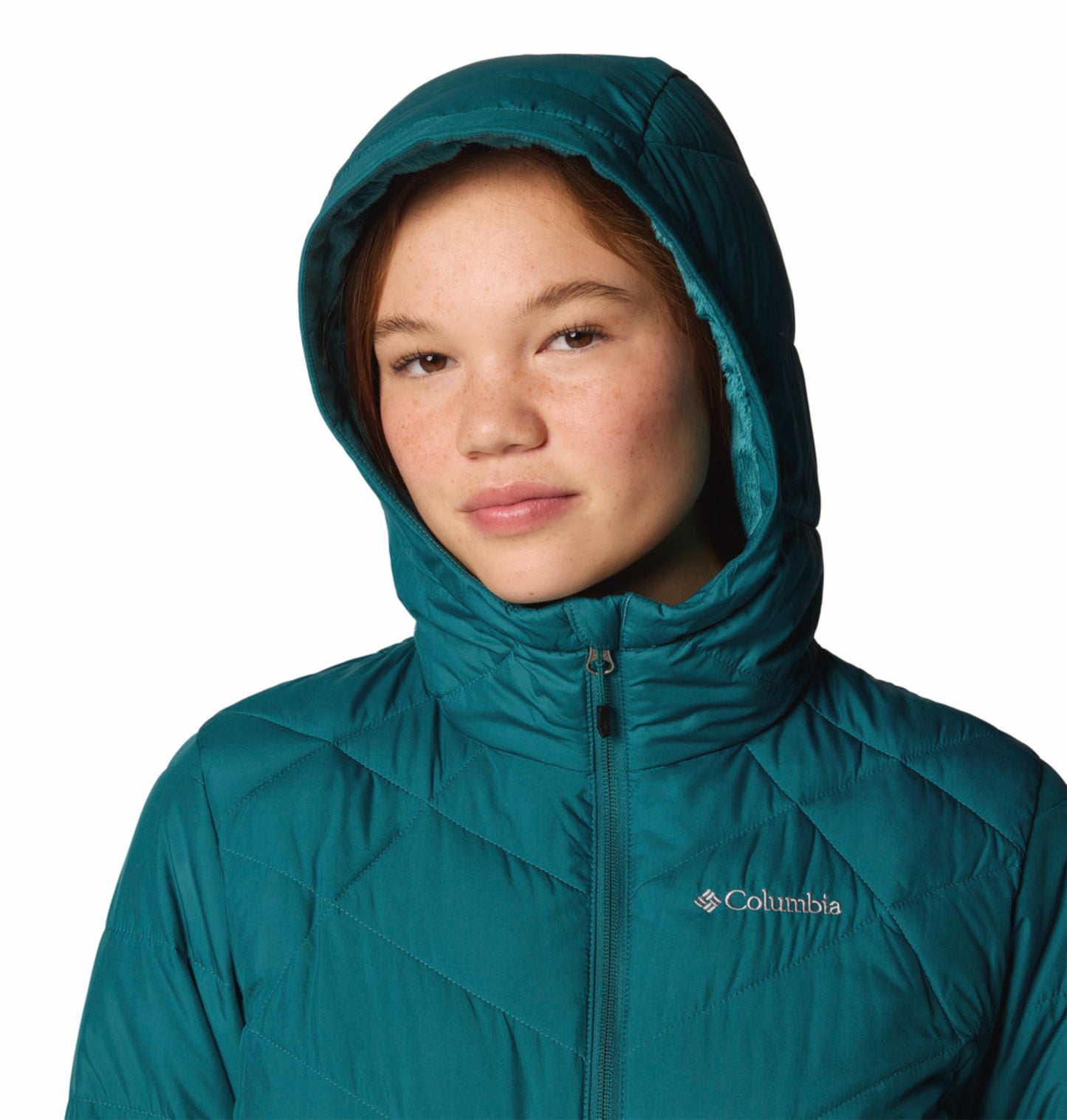 Columbia Womens Teal Omni-Heat Reflective Heavenly Hooded Jacket