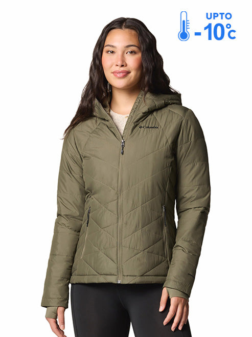 Columbia Women's Green Omni-Heat Reflective Heavenly Hooded Down Jacket
