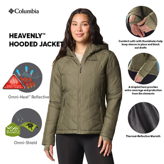 Columbia Womens Olive Omni-Heat Reflective Heavenly Hooded Jacket
