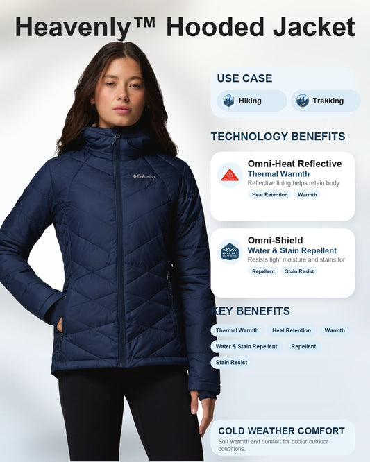 women blue omni heat reflective heavenly down jacket