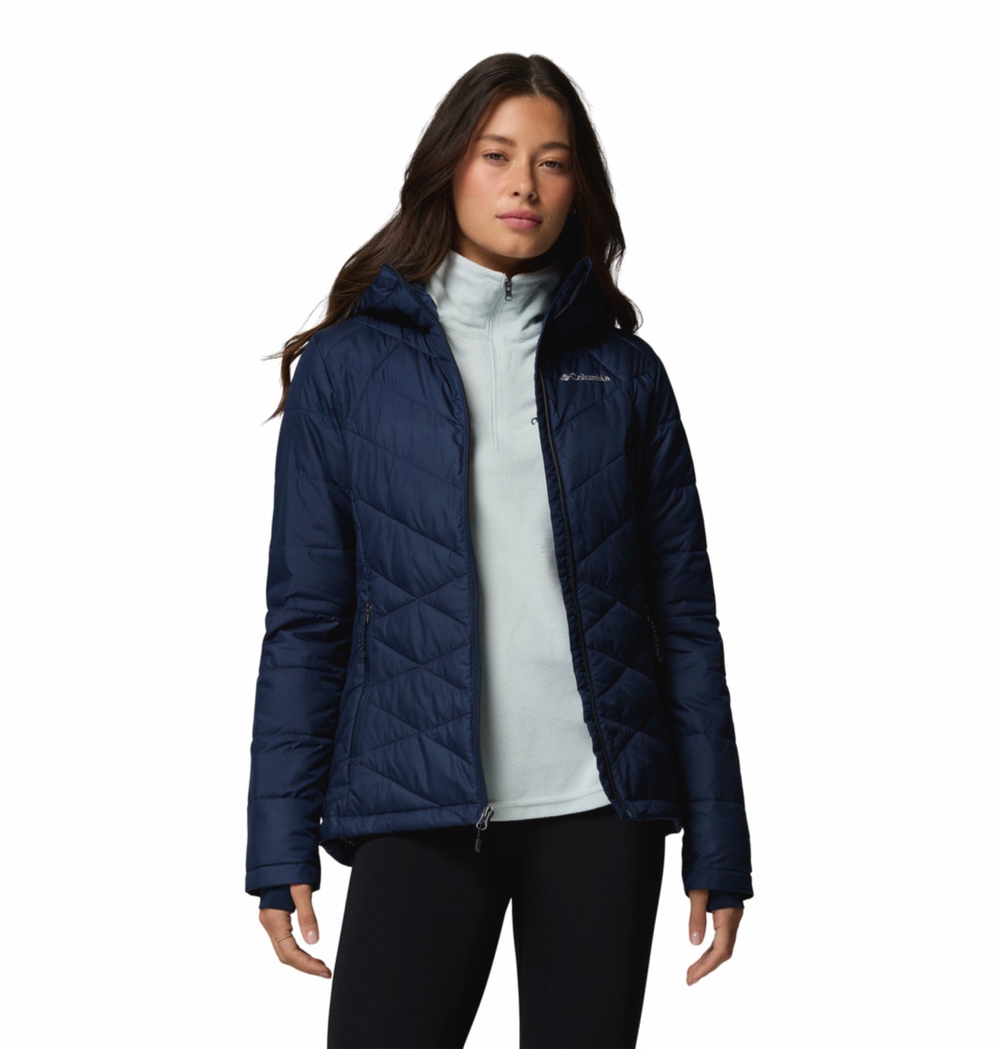 women blue omni heat reflective heavenly down jacket