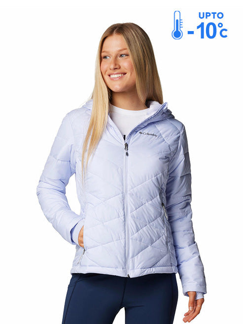 Columbia Women's Purple Omni-Heat Reflective Heavenly Hooded Down Jacket
