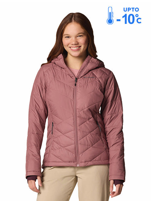 Columbia Women's Red Omni-Heat Reflective Heavenly Hooded Down Jacket