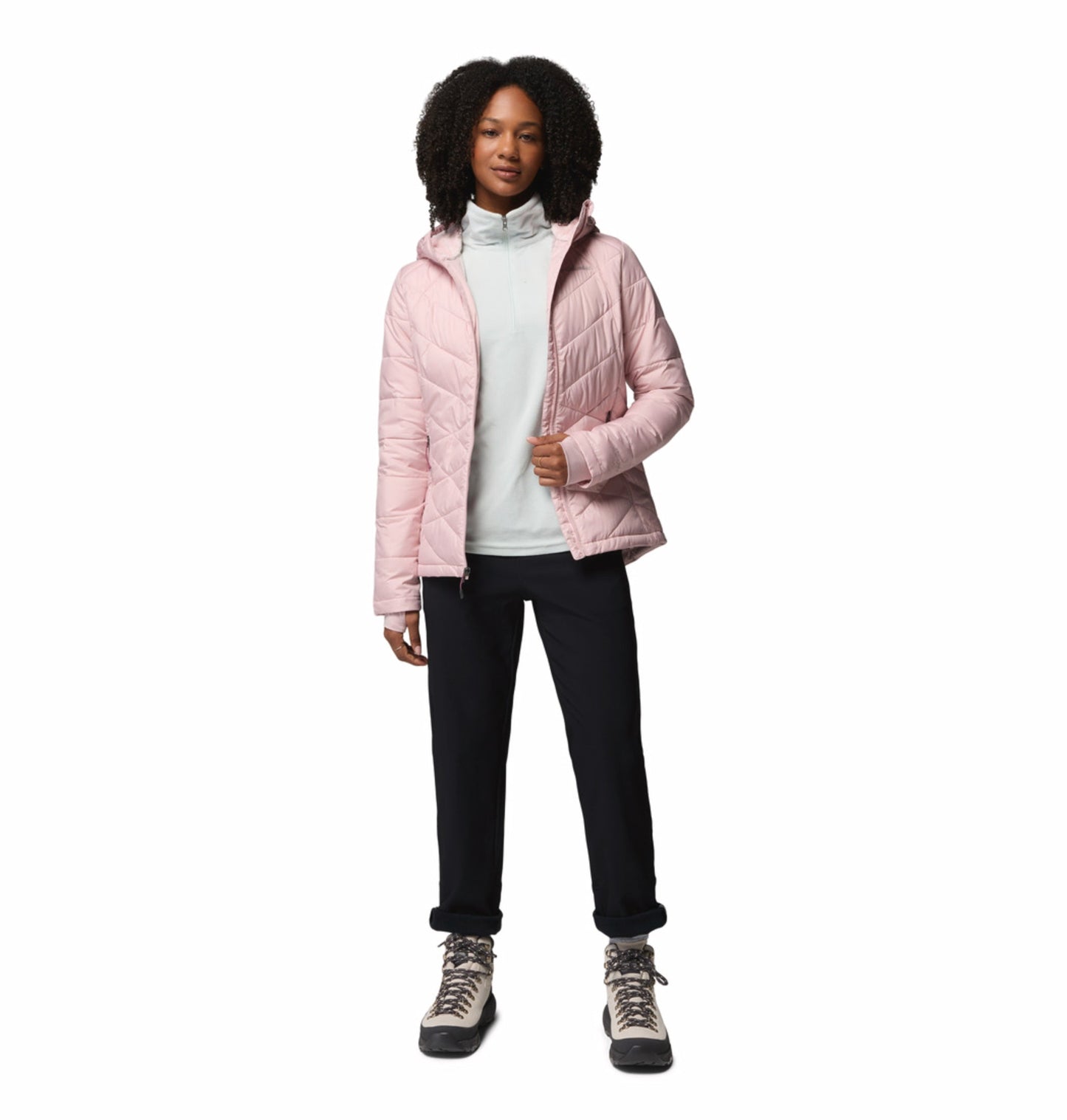 women red omni heat reflective heavenly down jacket