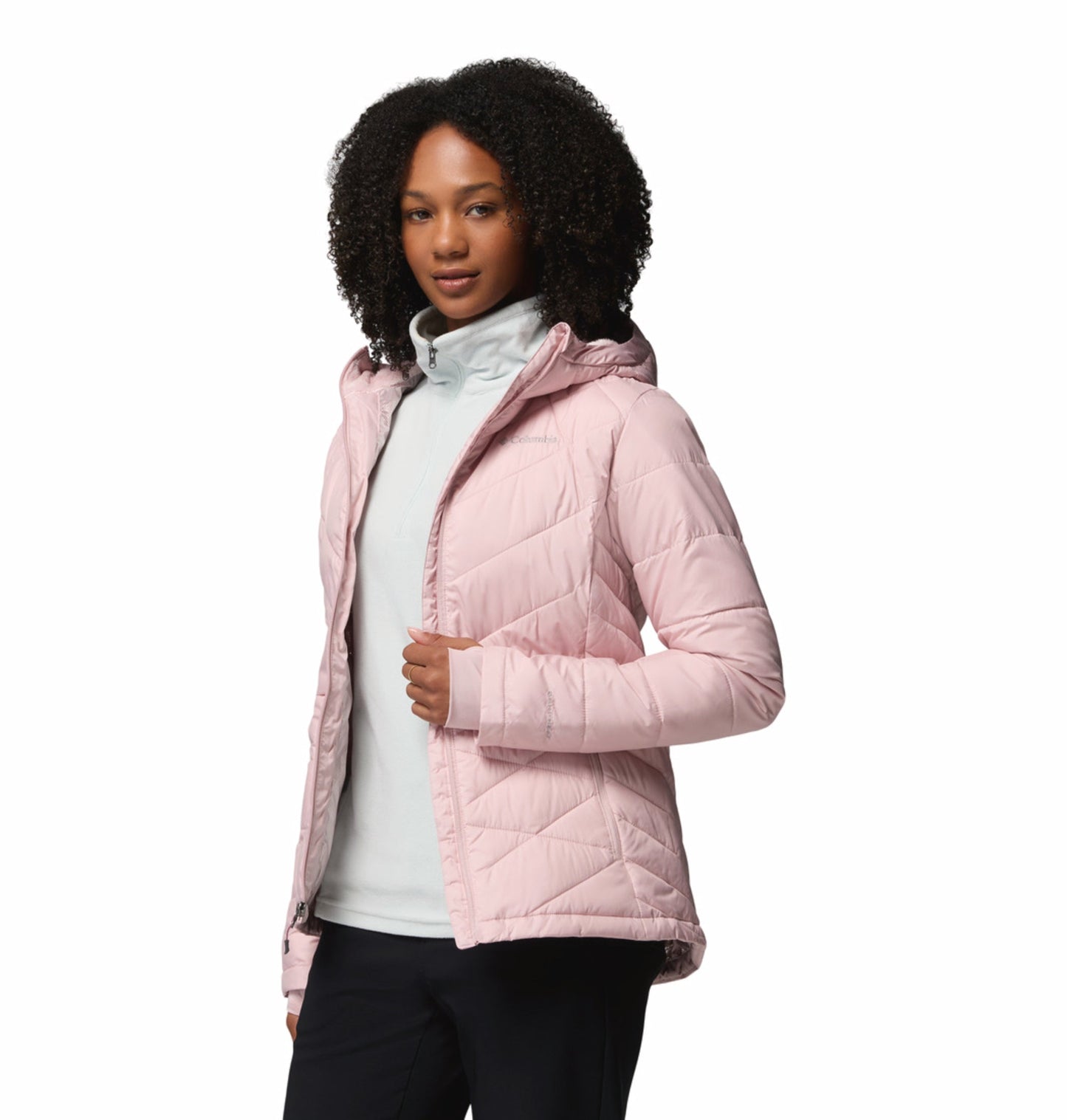 women red omni heat reflective heavenly down jacket