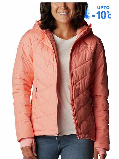 Columbia Women Peach Omni-Heat Reflective Heavenly Hooded Down Jacket