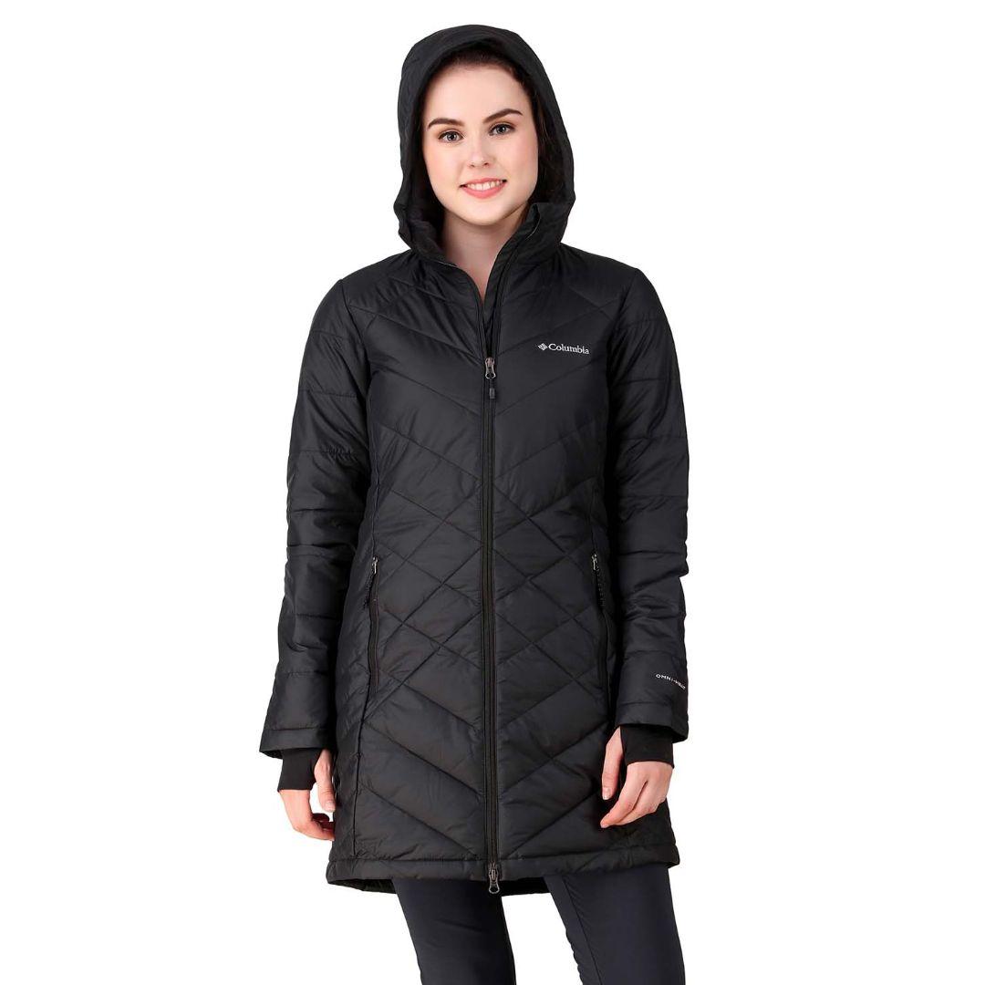 Columbia Women Black Omni-Heat Reflective Heavenly Long Hooded Jacket