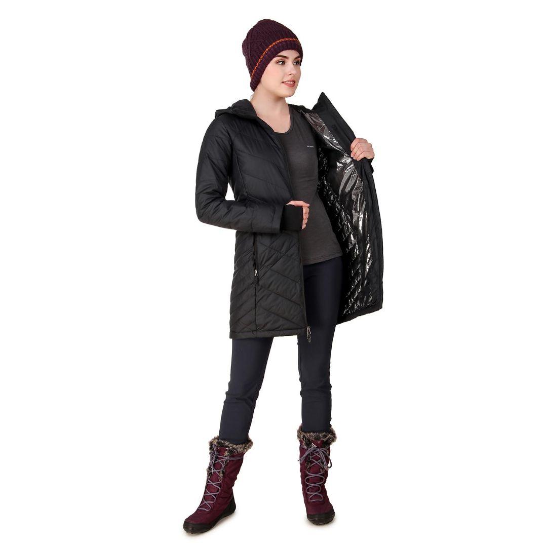 Columbia Women Black Omni-Heat Reflective Heavenly Long Hooded Jacket