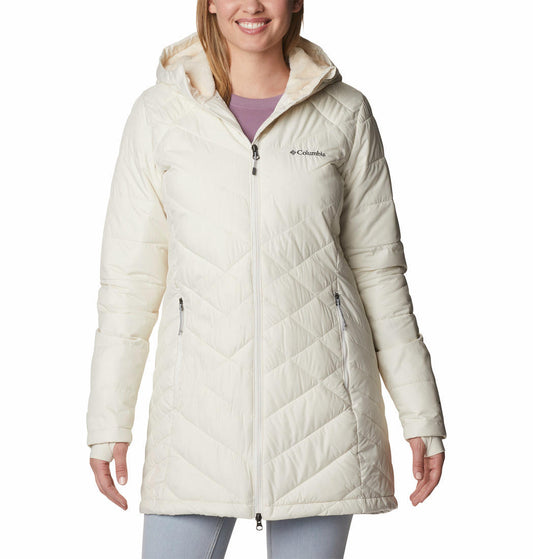 Columbia Women White Omni-Heat Reflective Heavenly Long Hooded Jacket