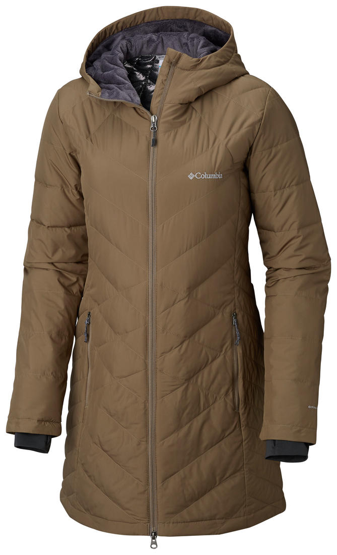 Columbia Women Brown Omni-Heat Reflective Heavenly Long Hooded Jacket