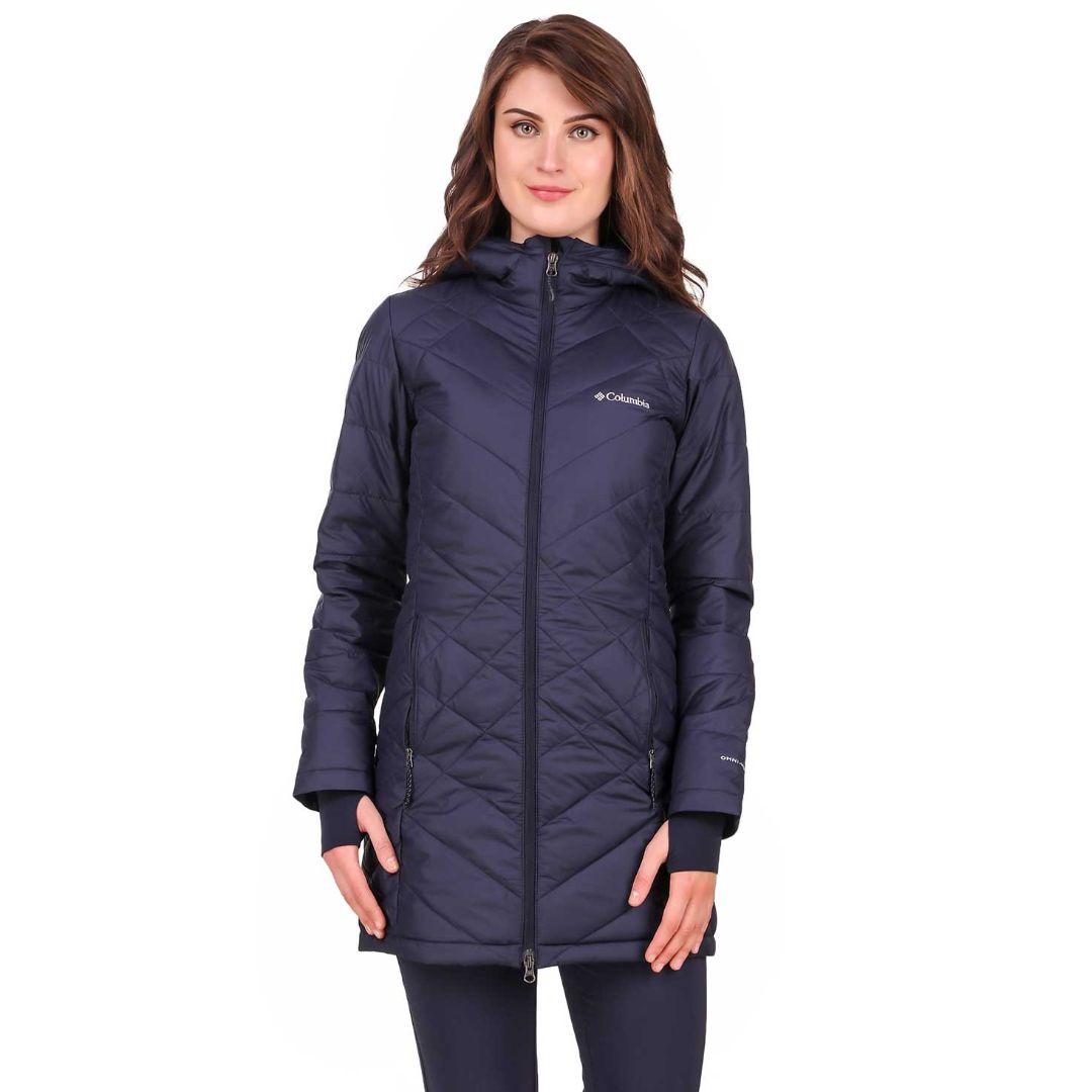 Columbia Women Navy Blue Heavenly Long Hooded Jacket
