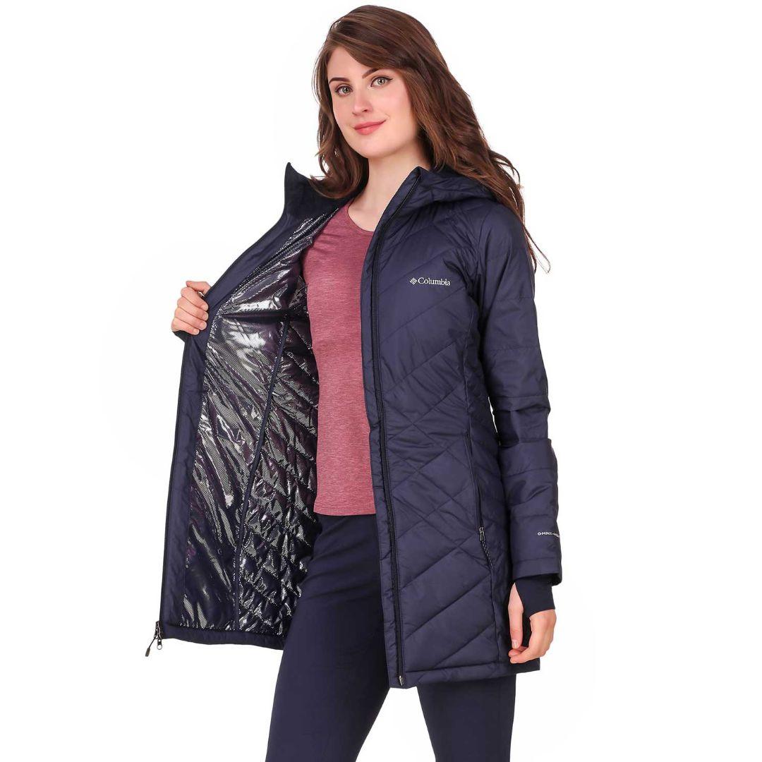 Columbia Women Navy Blue Heavenly Long Hooded Jacket