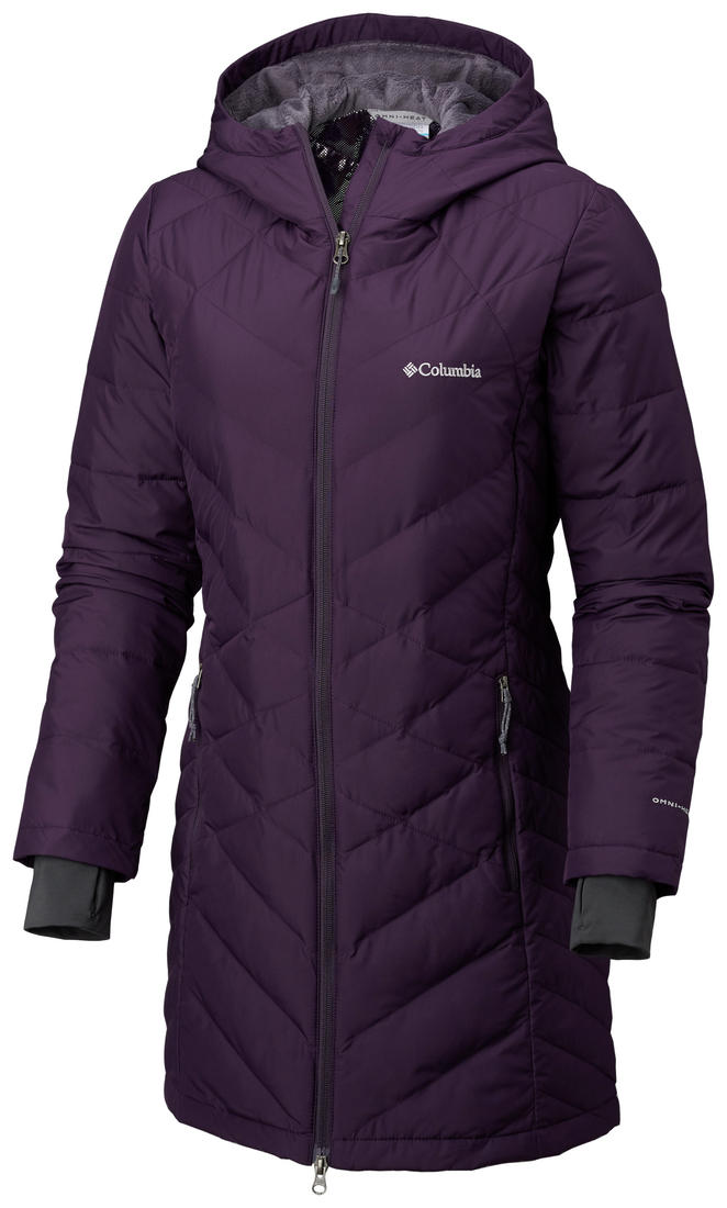 Columbia Women Purple Omni-Heat Reflective Heavenly Long Hooded Jacket