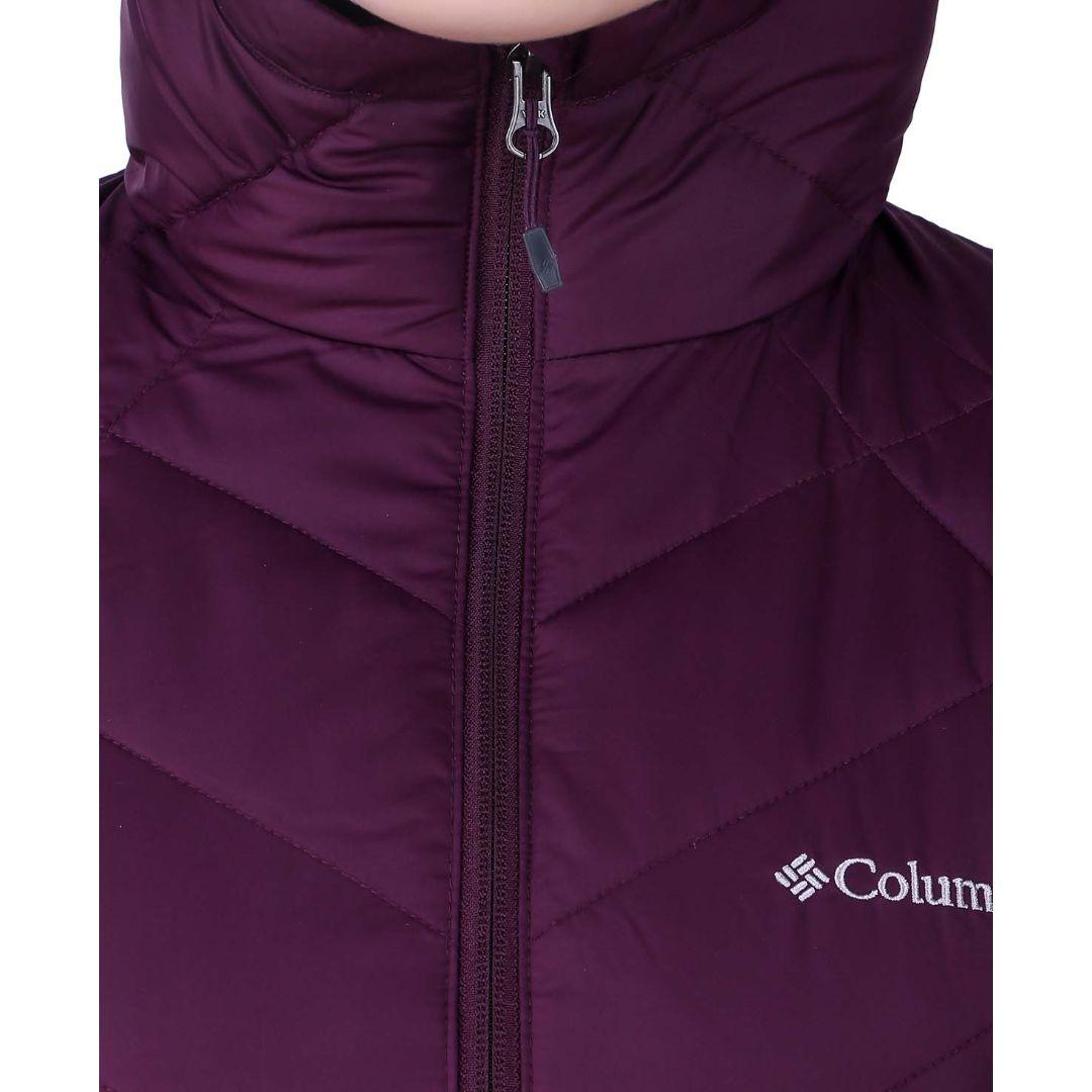 Columbia Women Purple Omni-Heat Reflective Heavenly Long Hooded Jacket