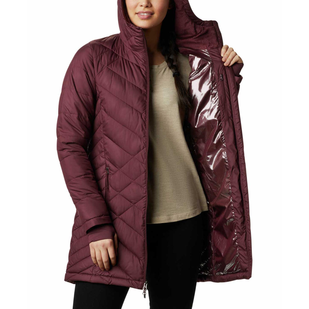 Columbia Women Red Omni-Heat Reflective Heavenly Long Hooded Jacket