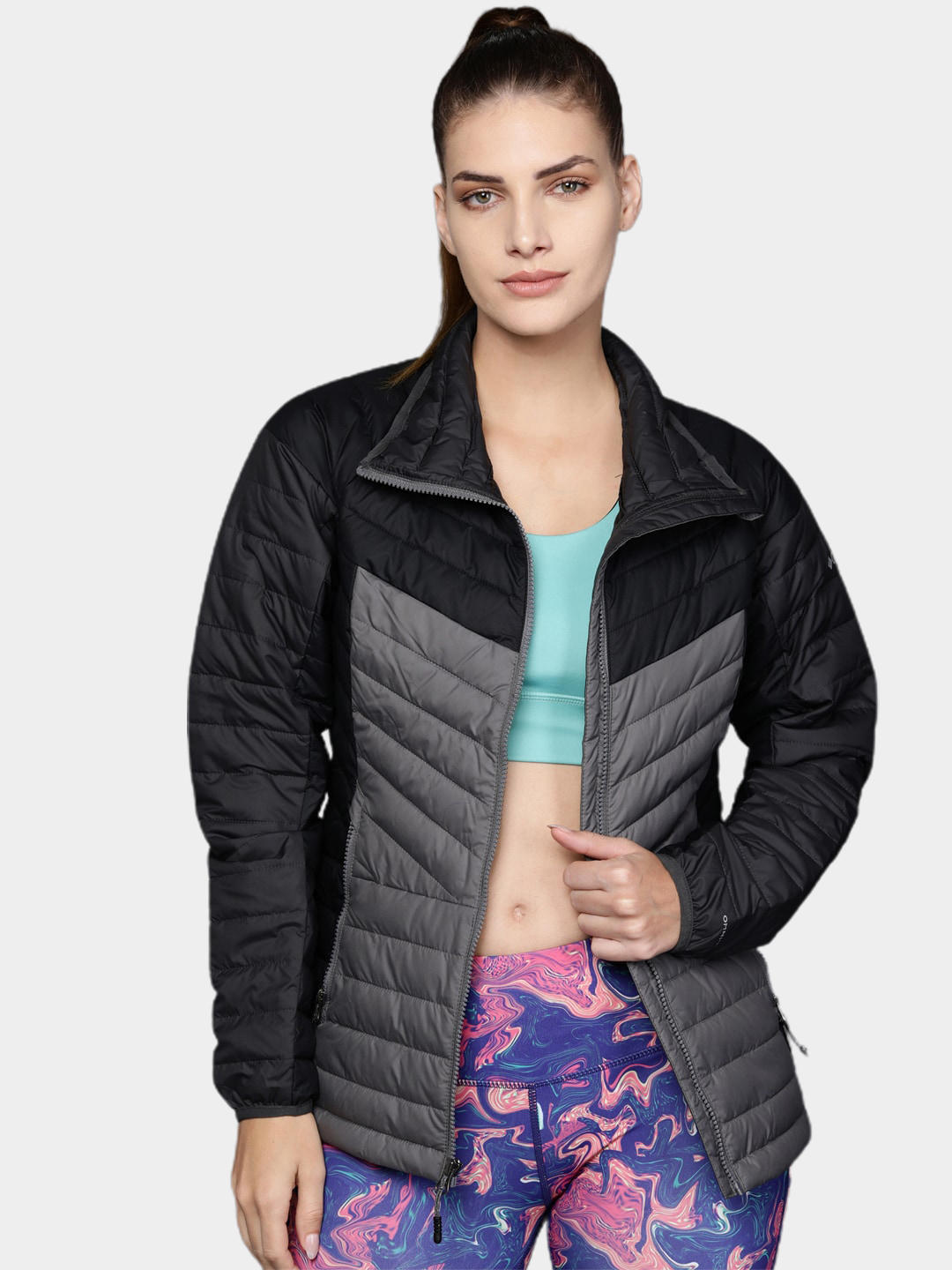 Columbia Women Grey Powder Lite II Full Zip Jacket
