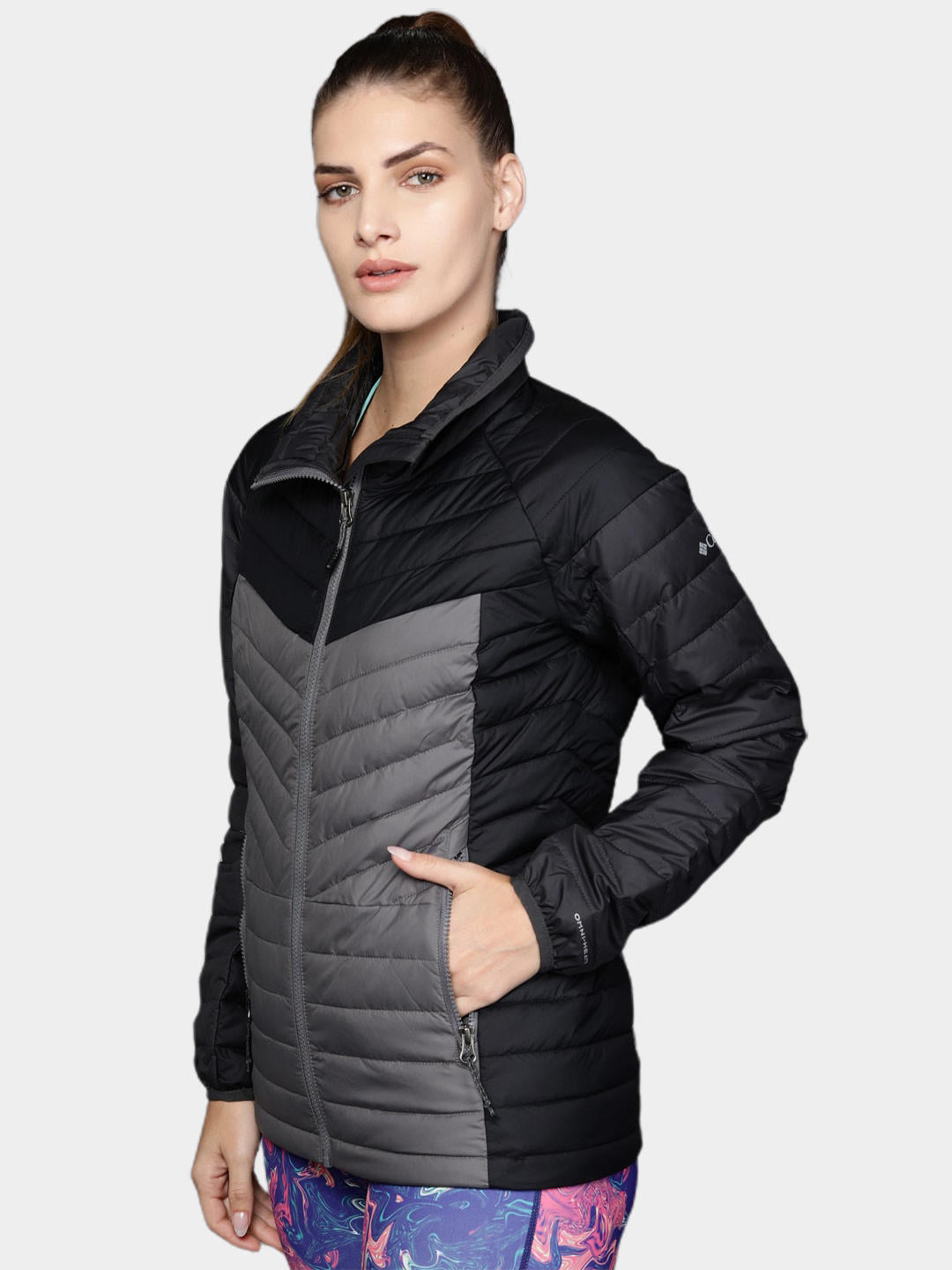 Columbia Women Grey Powder Lite II Full Zip Jacket