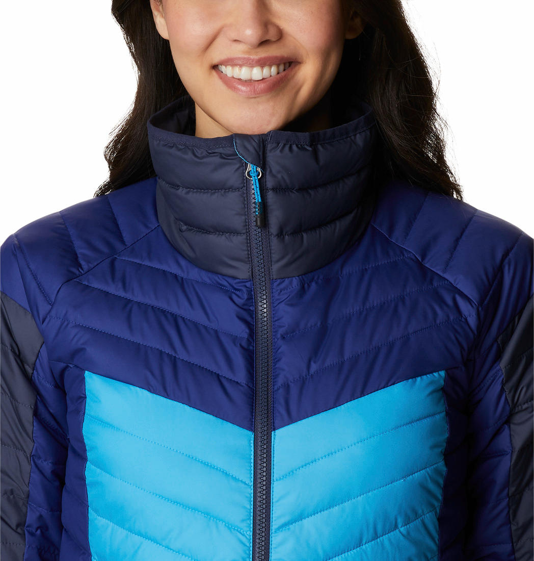 A Women Wearing Columbia Women Blue Powder Lite II Full Zip Jacket