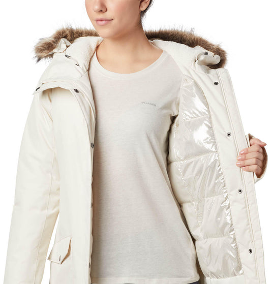 Columbia Women White Omni-Heat Reflective Suttle Mountain Long Insulated Jacket