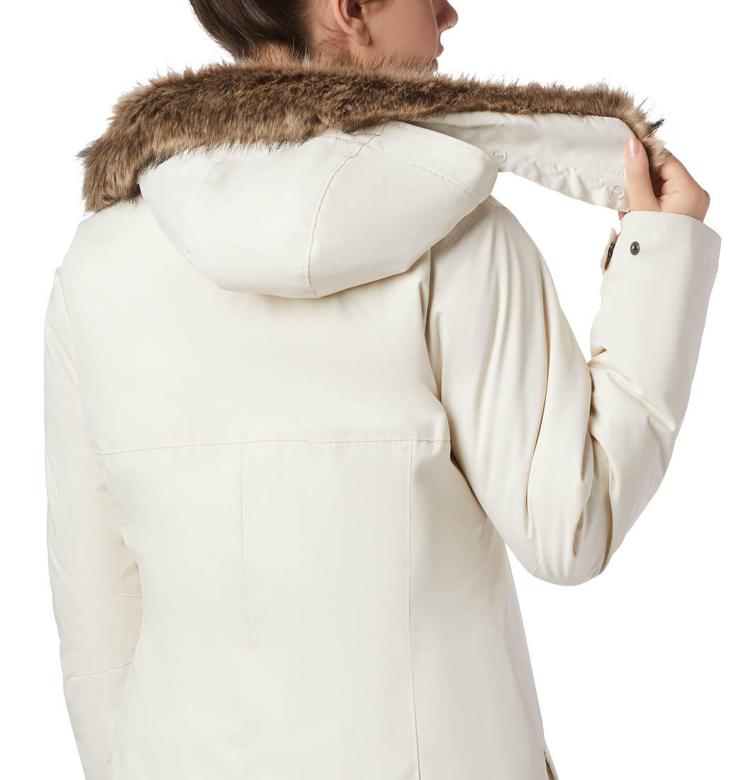 Columbia Women White Omni-Heat Reflective Suttle Mountain Long Insulated Jacket