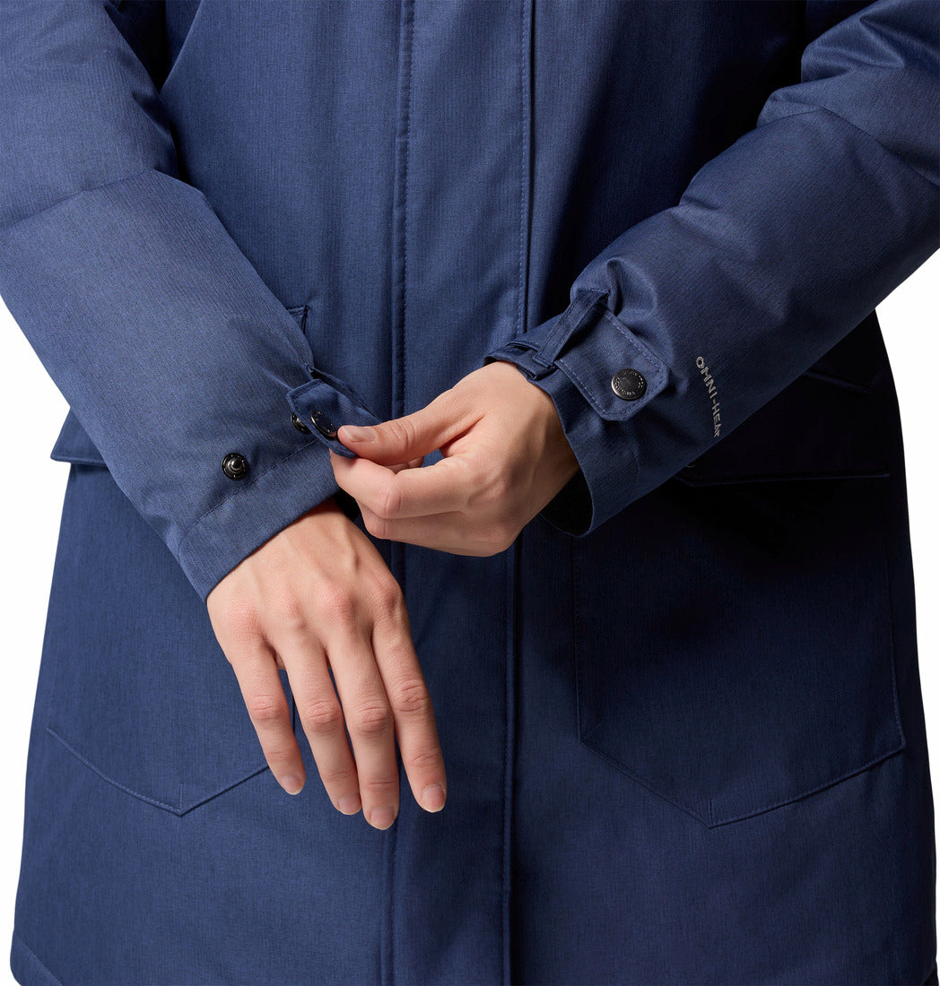 Columbia Women Navy Blue Omni-Heat Reflective Suttle Mountain Long Hooded Down Jacket (Plus Size)