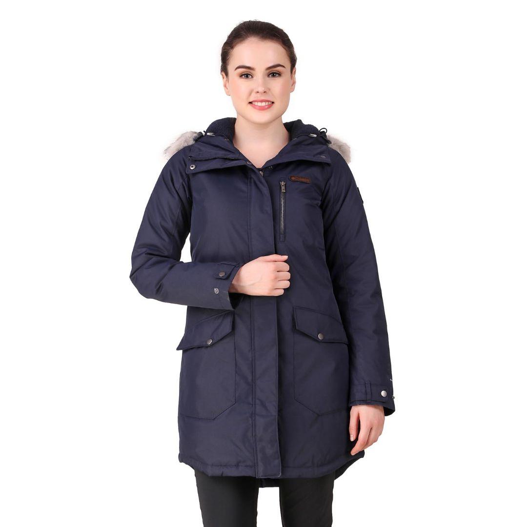 Columbia Women Blue Omni-Heat Reflective Suttle Mountain Long Insulated Jacket