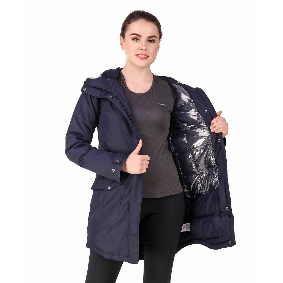Columbia Women Blue Omni-Heat Reflective Suttle Mountain Long Insulated Jacket