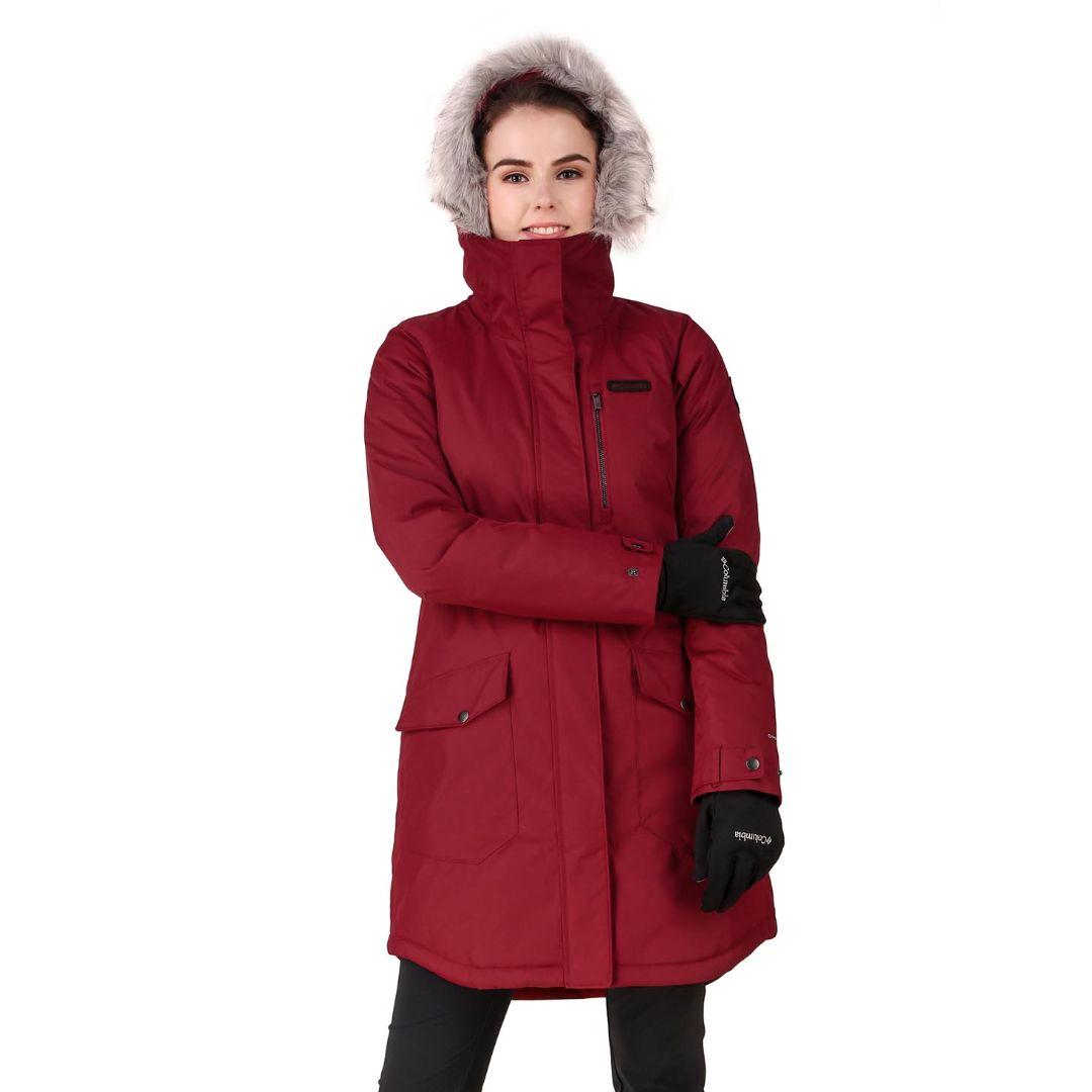Columbia Women Red Omni-Heat Reflective Suttle Mountain Long Insulated Jacket