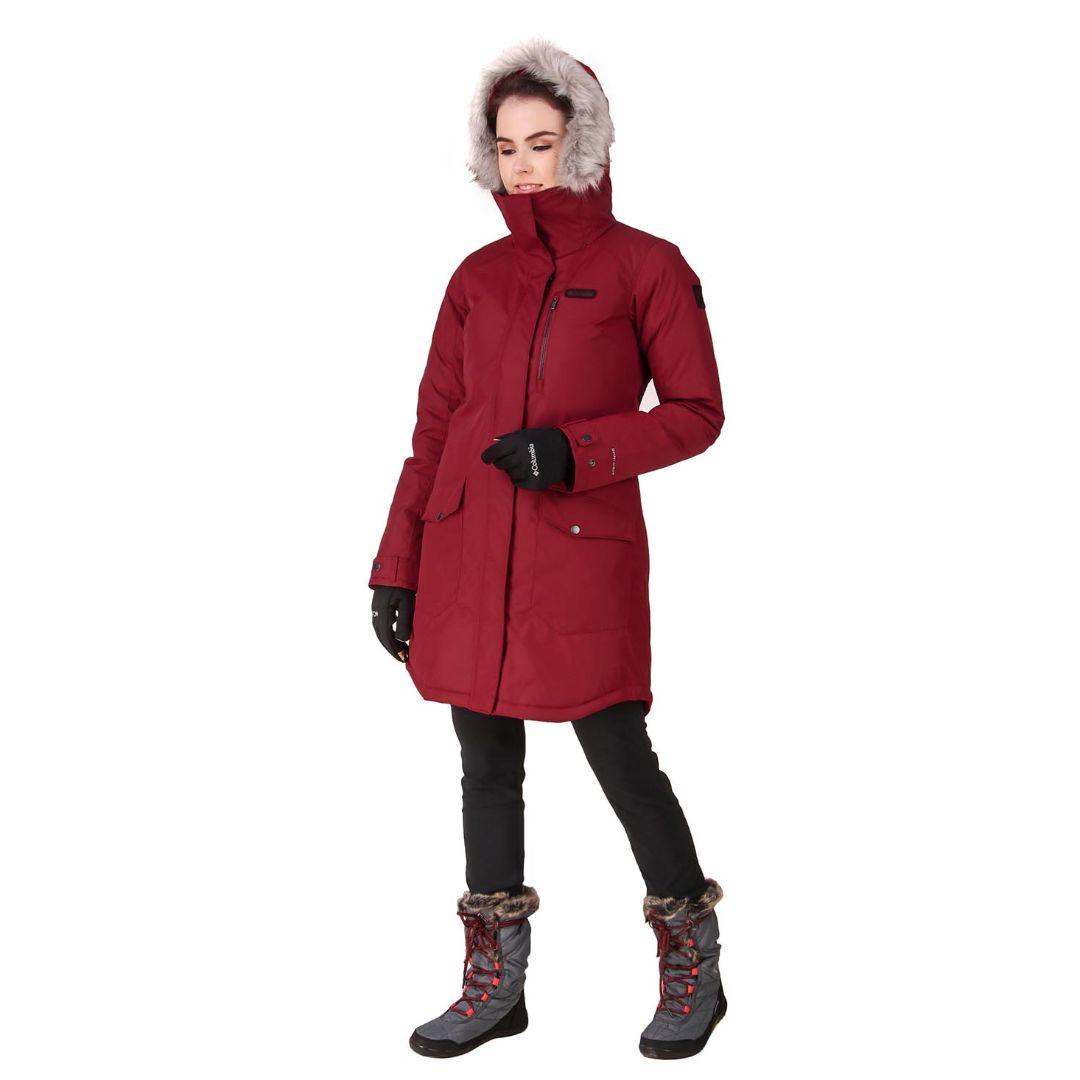 Columbia Women Red Omni-Heat Reflective Suttle Mountain Long Insulated Jacket