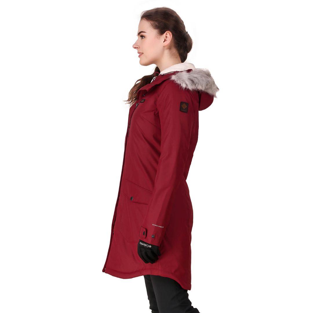 Columbia Women Red Omni-Heat Reflective Suttle Mountain Long Insulated Jacket