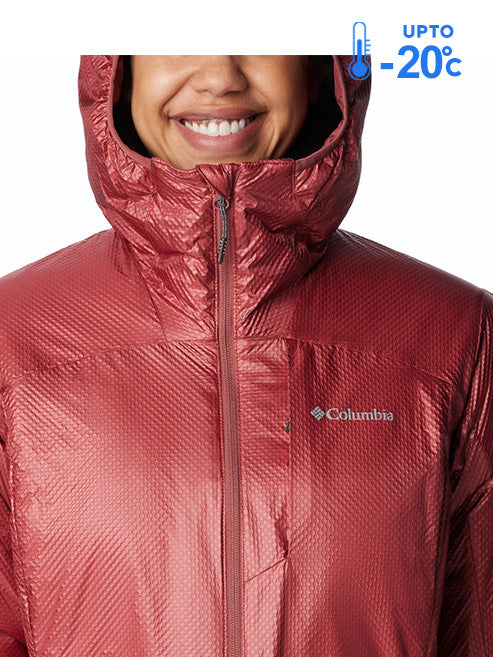 Columbia Women Pink Omni-Heat Inifnity Arch Rock Double Wall Elite Hooded Down Jacket
