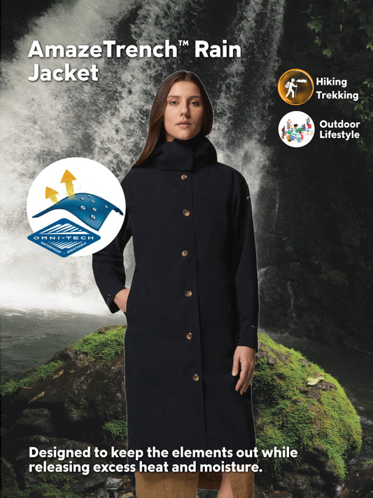 Columbia Women's Black Omni-Tech AmazeTrench Waterproof Rain Jacket