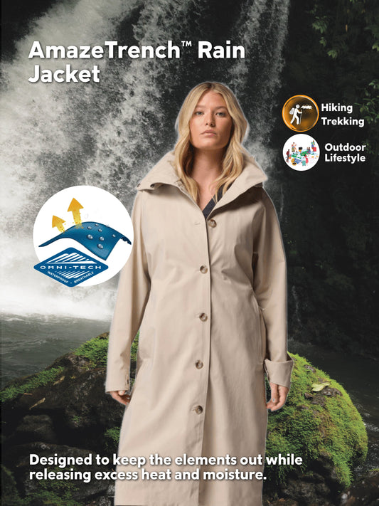 Columbia Women Beige Omni-Tech AmazeTrench Waterproof Rain Jacket