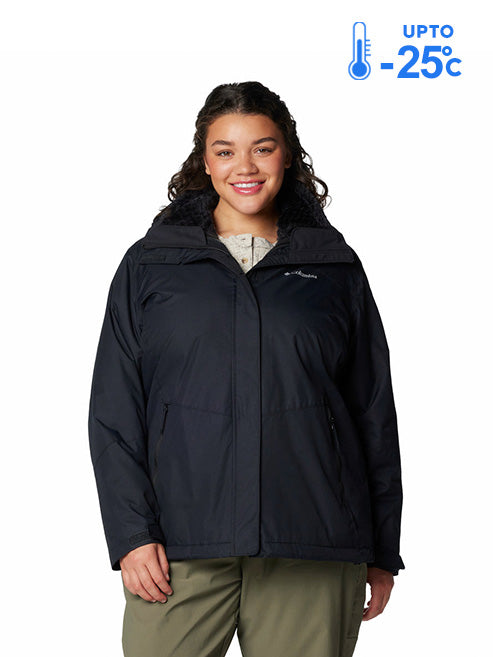 Columbia Women Black Omni-Heat Reflective Bugaboo III Fleece Hooded Interchange Jacket (Plus Size)
