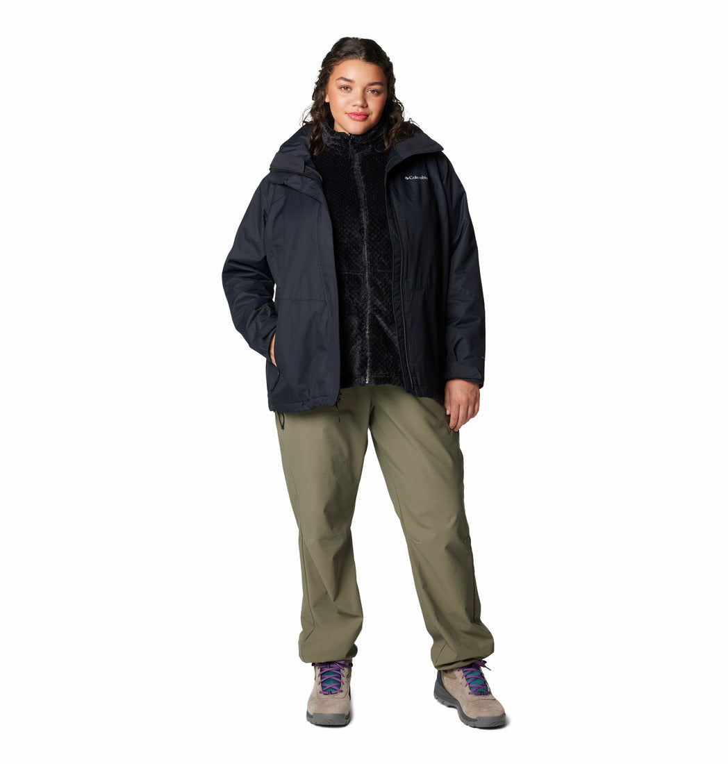 Columbia Women Black Omni-Heat Reflective Bugaboo III Fleece Hooded Interchange Jacket (Plus Size)