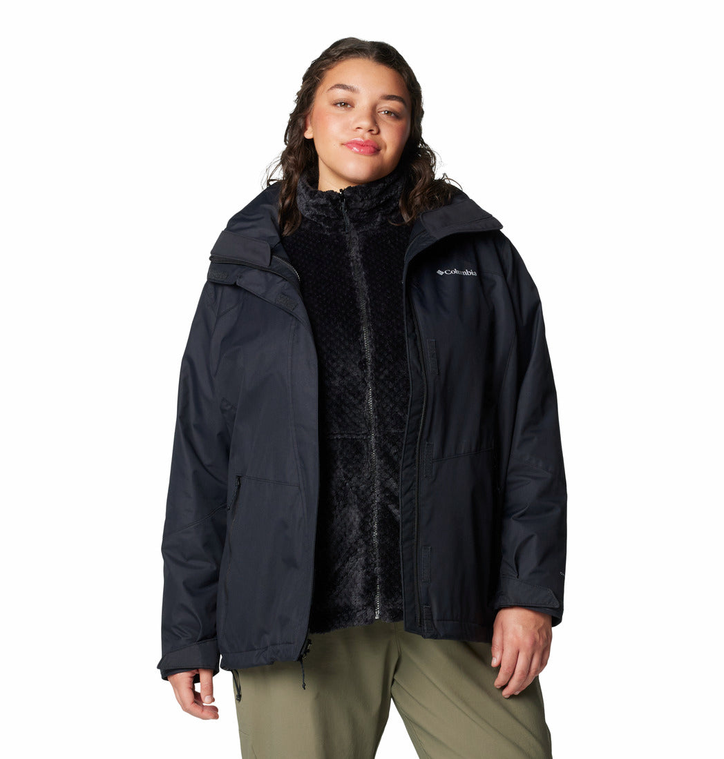 Columbia Women Black Omni-Heat Reflective Bugaboo III Fleece Hooded Interchange Jacket (Plus Size)