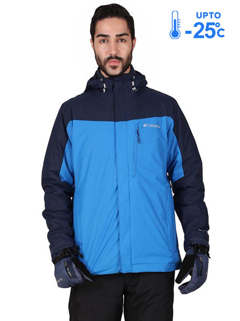 Columbia Men Blue Omni-Heat Reflective Whirlibird IV Hooded Interchange Jacket